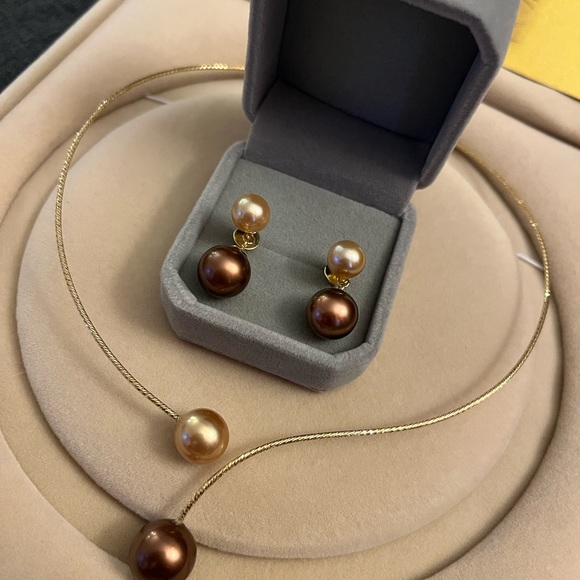 Authentic South Sea Pearls with certificate in 18K gold setting Set - Picture 5 of 6
